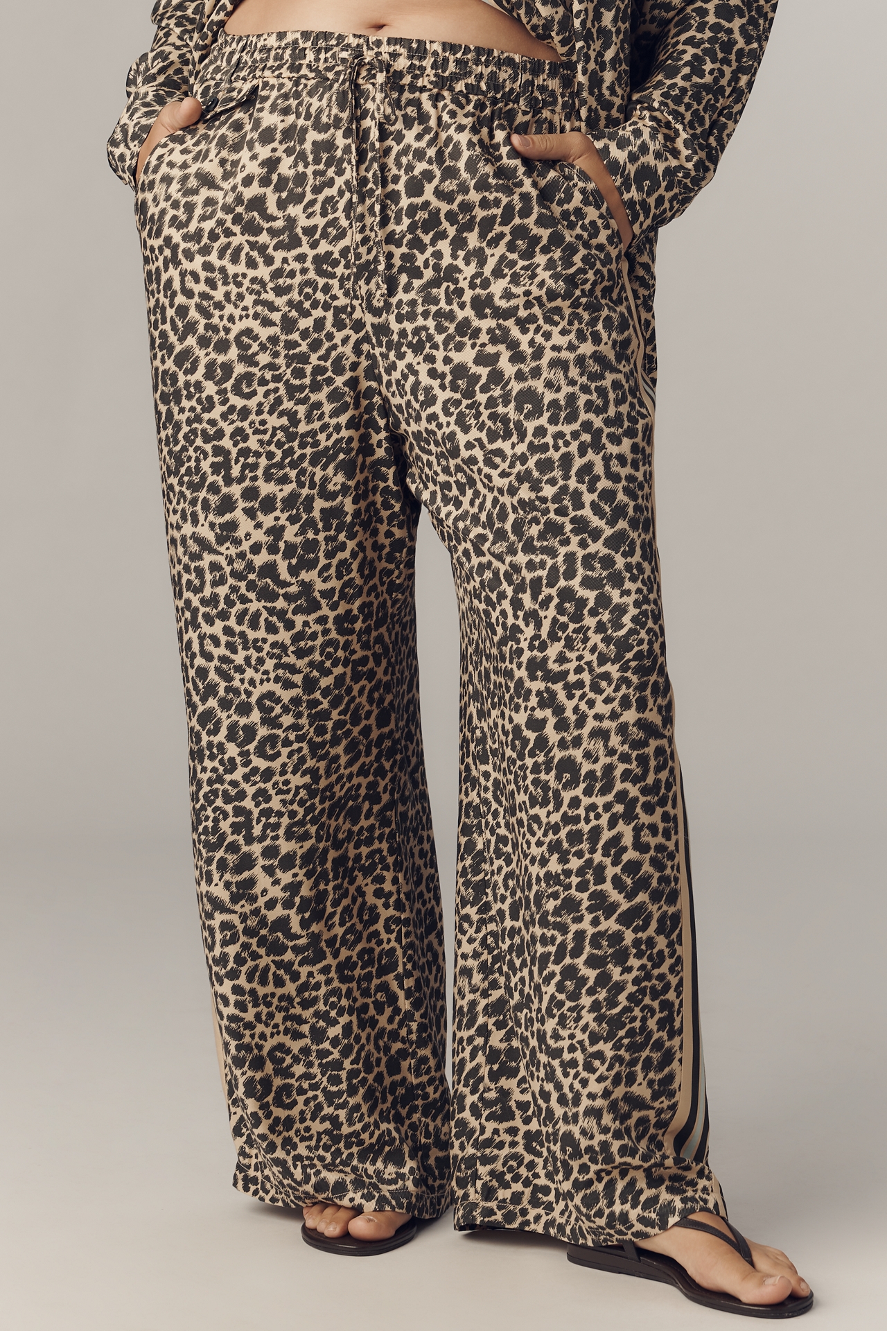 The Brooklin Tie-Front Printed Pull-On Pants by Maeve