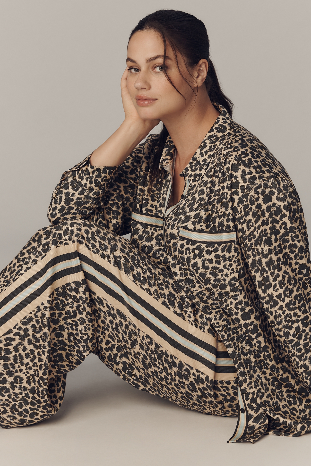 The Brooklin Tie-Front Printed Pull-On Pants by Maeve
