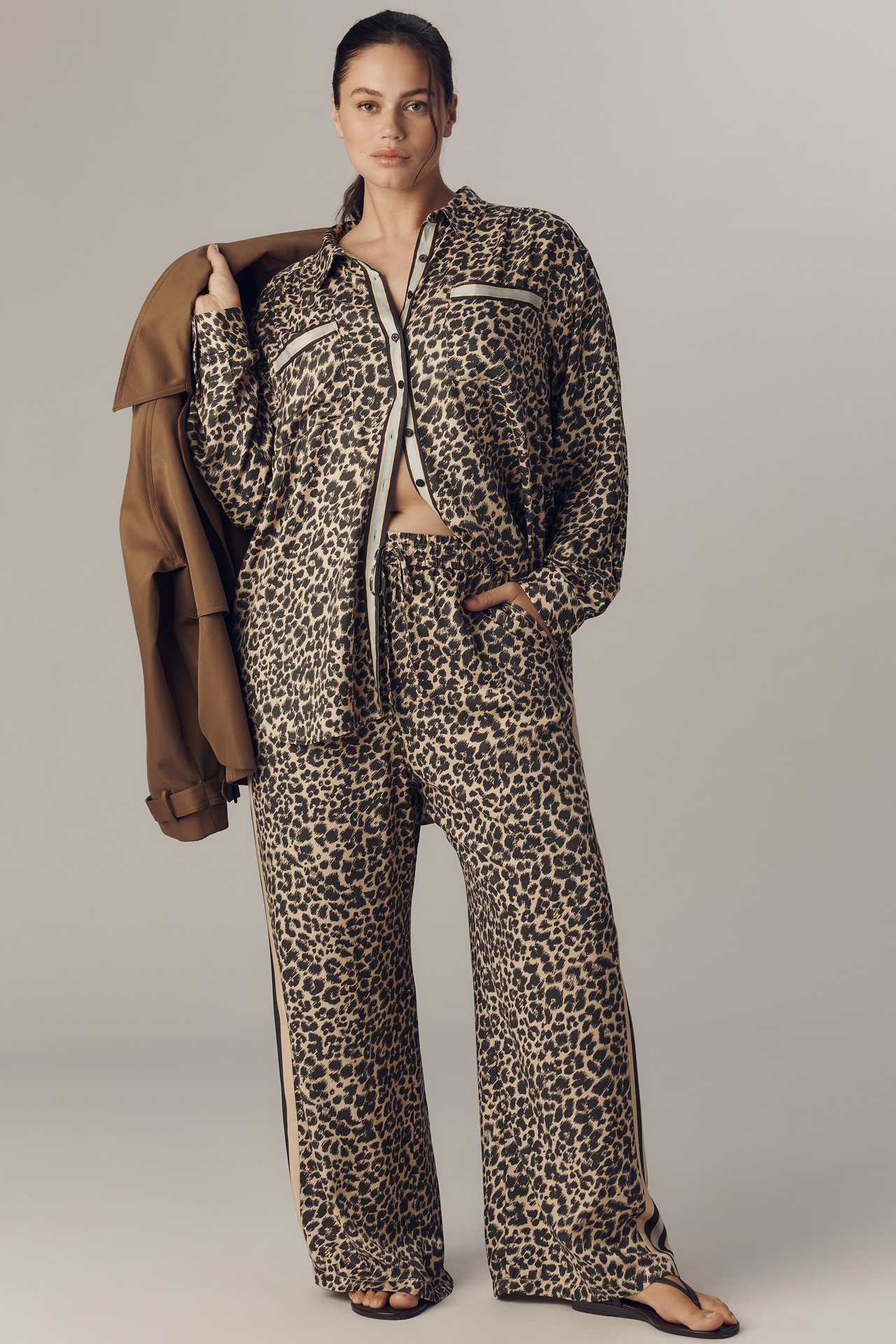 The Brooklin Tie-Front Printed Pull-On Pants by Maeve