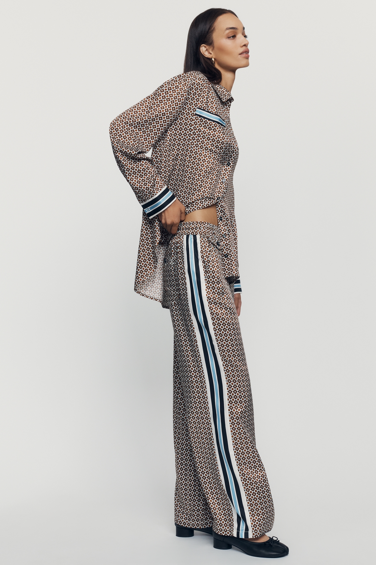 Brooklin Tie-Front Printed Pull-On Pants by Maeve