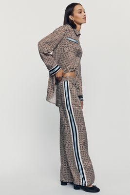 Brooklin Tie-Front Printed Pull-On Pants by Maeve