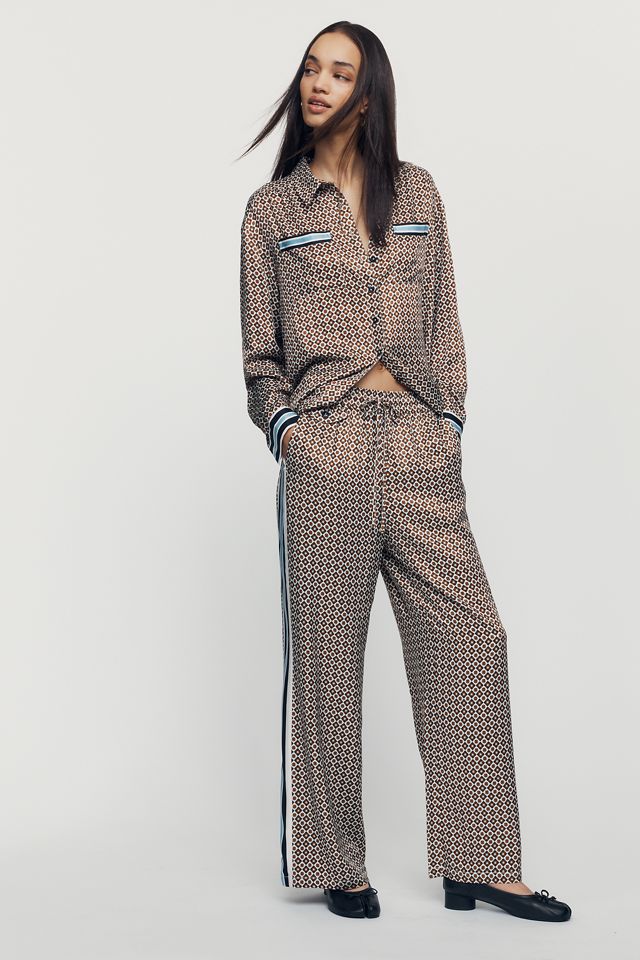 Brooklin Tie-Front Printed Pull-On Pants by Maeve #1