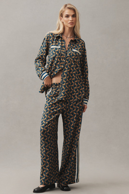 Maeve The Brooklin Tie-front Printed Pull-on Pants By  In Blue