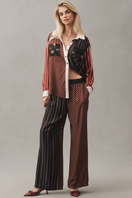 The Brooklin Printed Wide-Leg Pull-On Trousers
