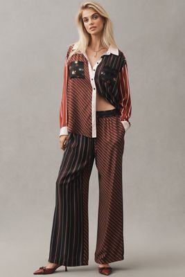 The Brooklin Tie-Front Printed Pull-On Pants by Maeve