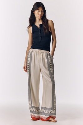 Brooklin Tie-Front Printed Pull-On Pants by Maeve | Anthropologie display picture 1