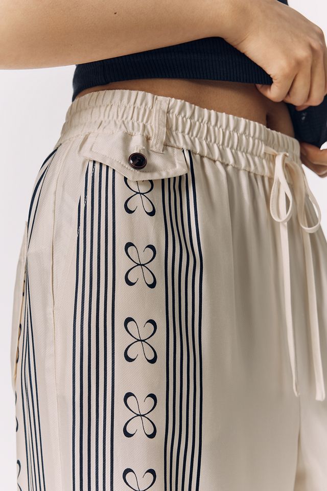 Brooklin Tie-Front Printed Pull-On Pants by Maeve #2