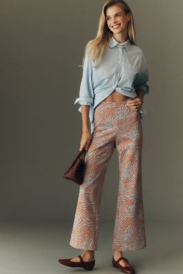 Maeve Patterned Knit Cuffed Kick-Flare Pants