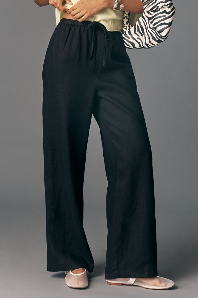 Maeve Linen Tie-Front Pull-On Pants #1