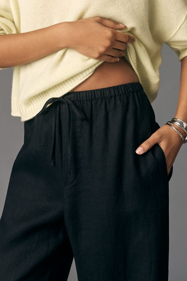 Maeve Linen Tie-Front Pull-On Pants #3