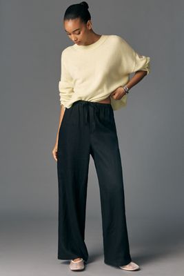 Maeve Linen Tie-Front Pull-On Pants