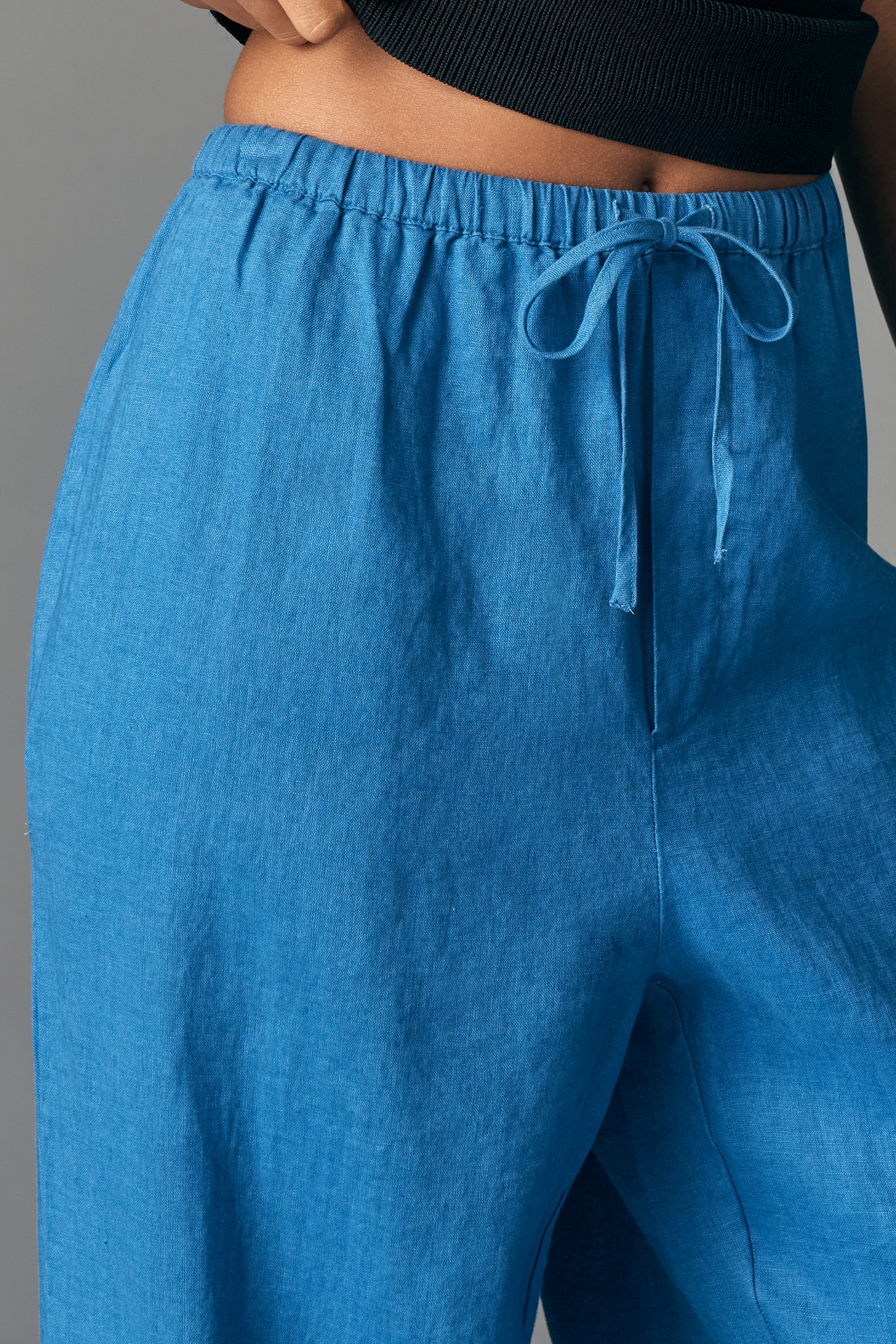 Maeve Linen Tie-Front Pull-On Pants