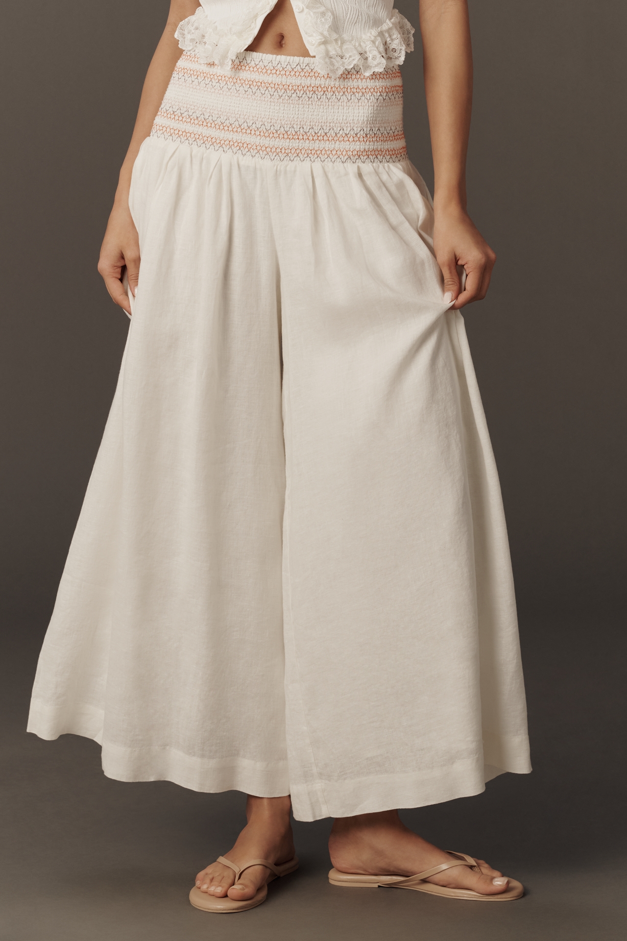 By Anthropologie Smocked Palazzo Pants