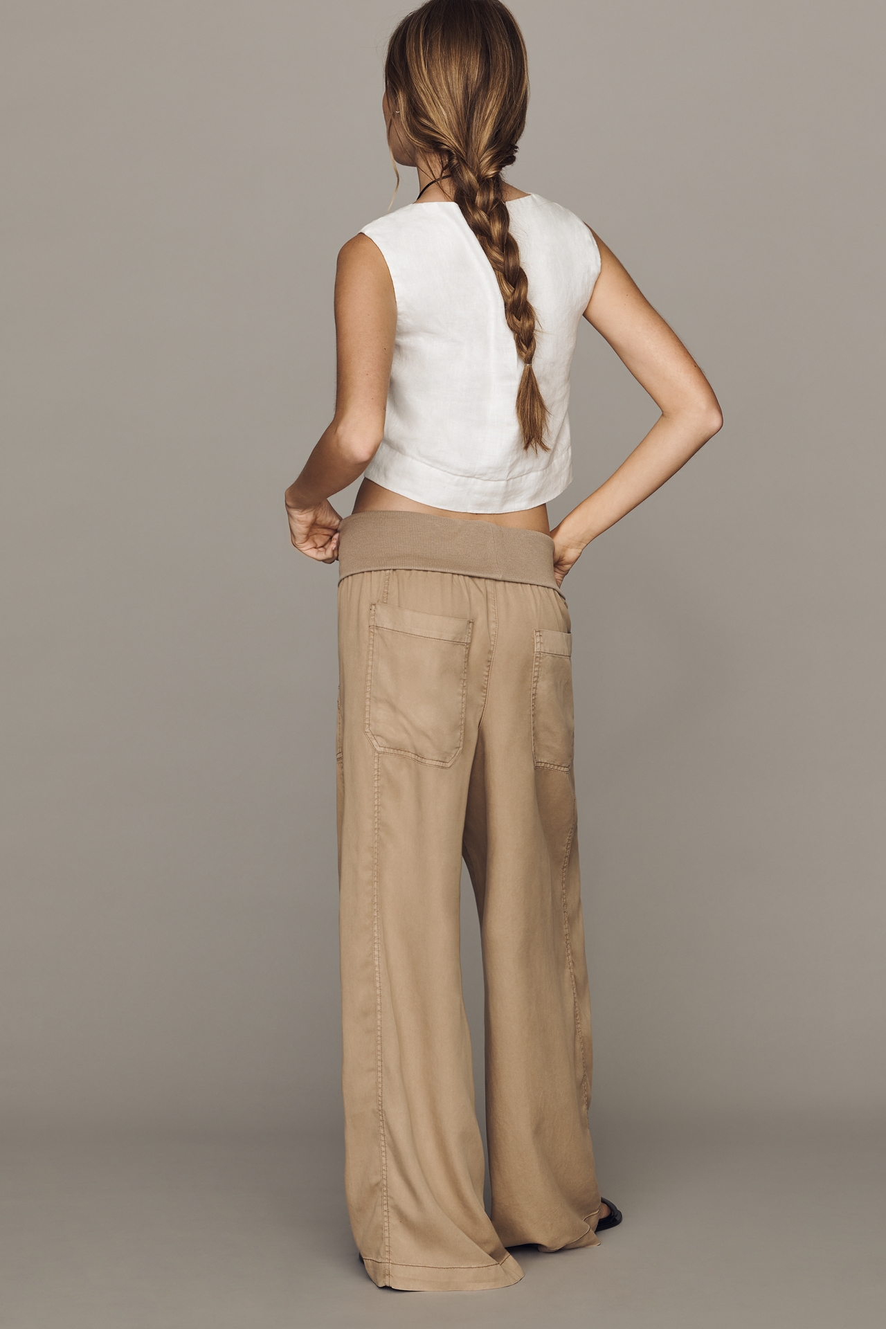 Pilcro Wide-Leg Knit Fold-Over Pants
