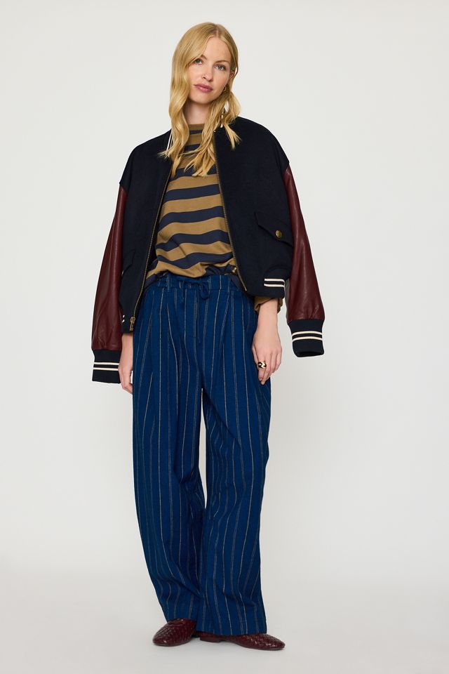 By Anthropologie Billie Brushed Check Barrel Trousers #1