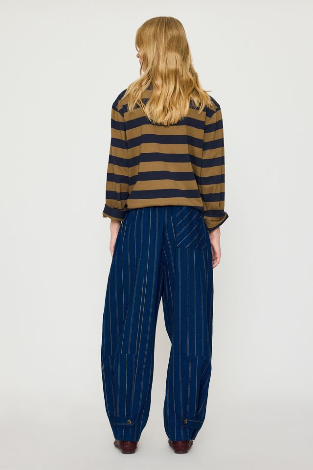 By Anthropologie Billie Brushed Check Barrel Trousers #4