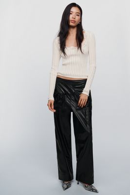 Woodrose Deli Kimoko Faux Leather Pull On Pants 