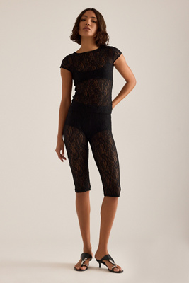 ESTHE Sheer Lace Capri Pants