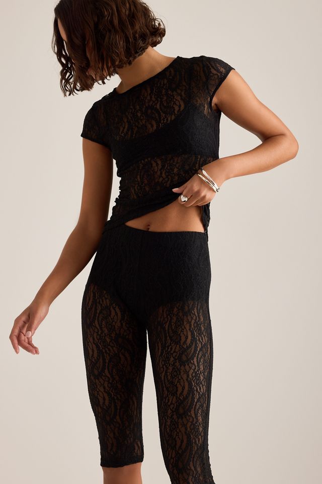 ESTHE Sheer Lace Capri Pants #4