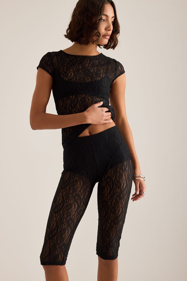 ESTHE Sheer Lace Capri Pants #1