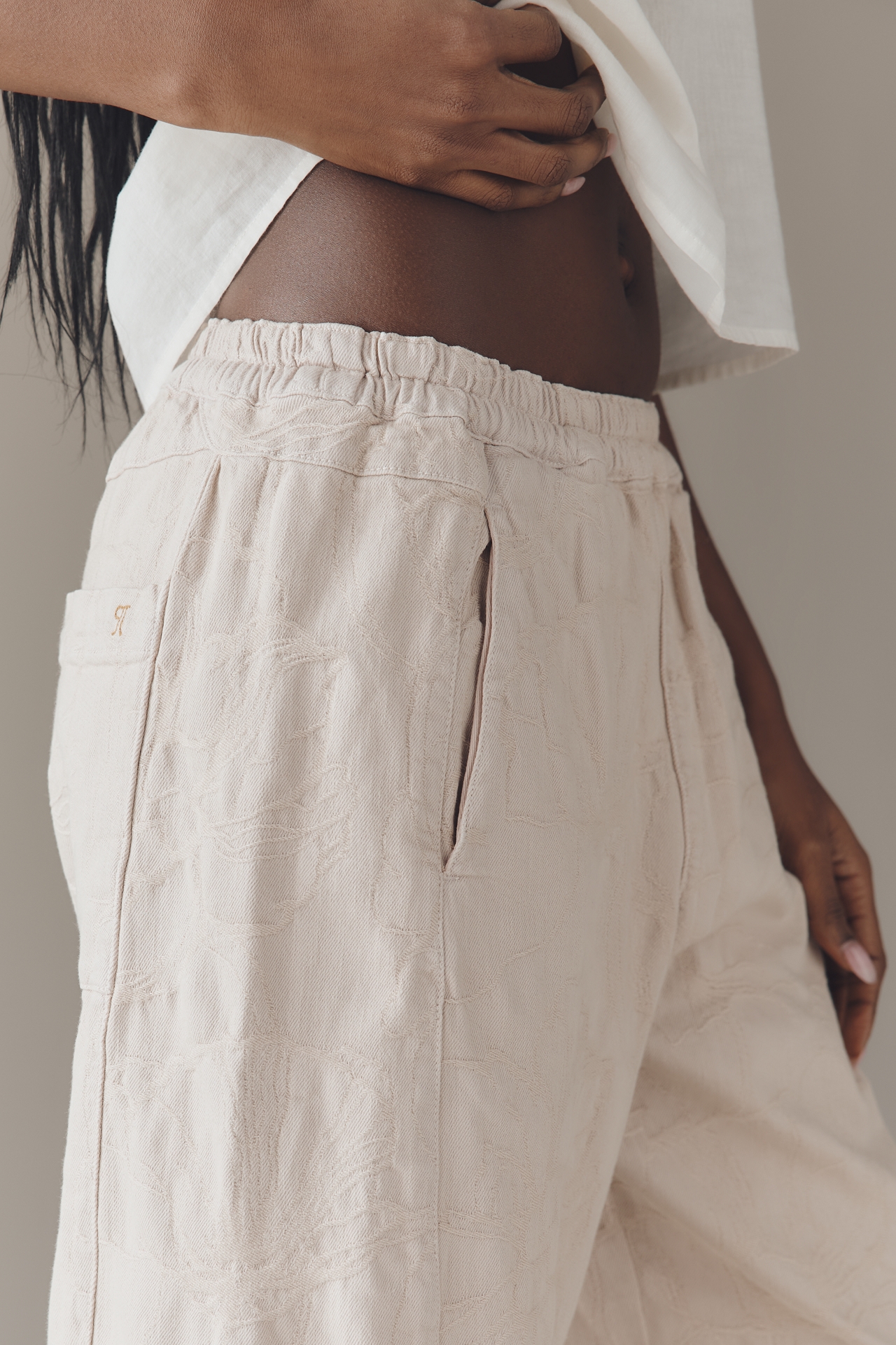 The Izzie Relaxed Pull-On Barrel Pants by Pilcro: Jacquard Edition