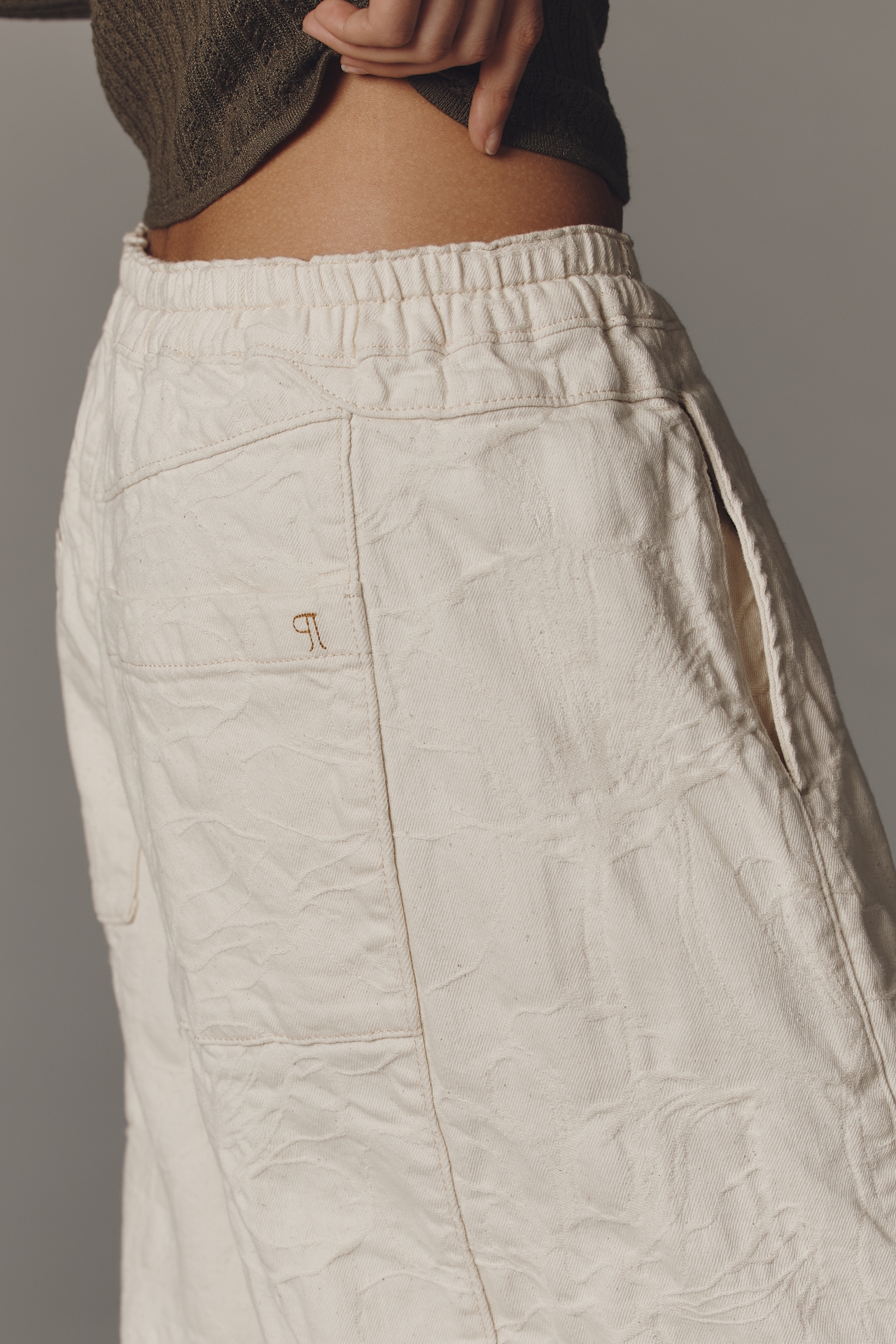 The Izzie Relaxed Pull-On Barrel Pants by Pilcro: Jacquard Edition