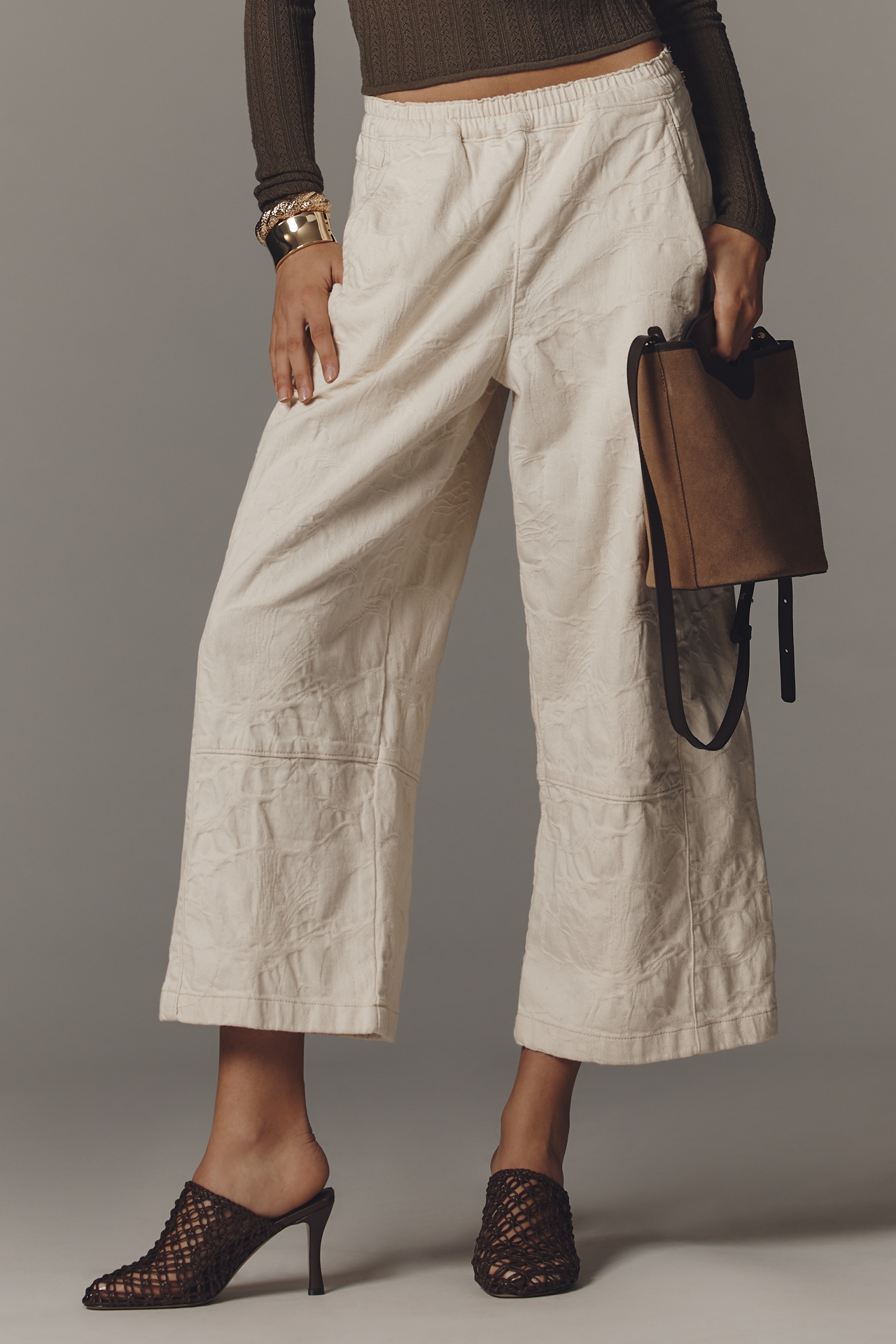 The Izzie Relaxed Pull-On Barrel Pants by Pilcro: Jacquard Edition