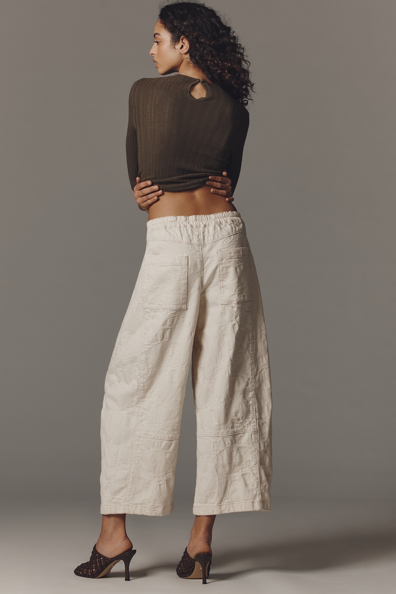 The Izzie Relaxed Pull-On Barrel Pants by Pilcro: Jacquard Edition