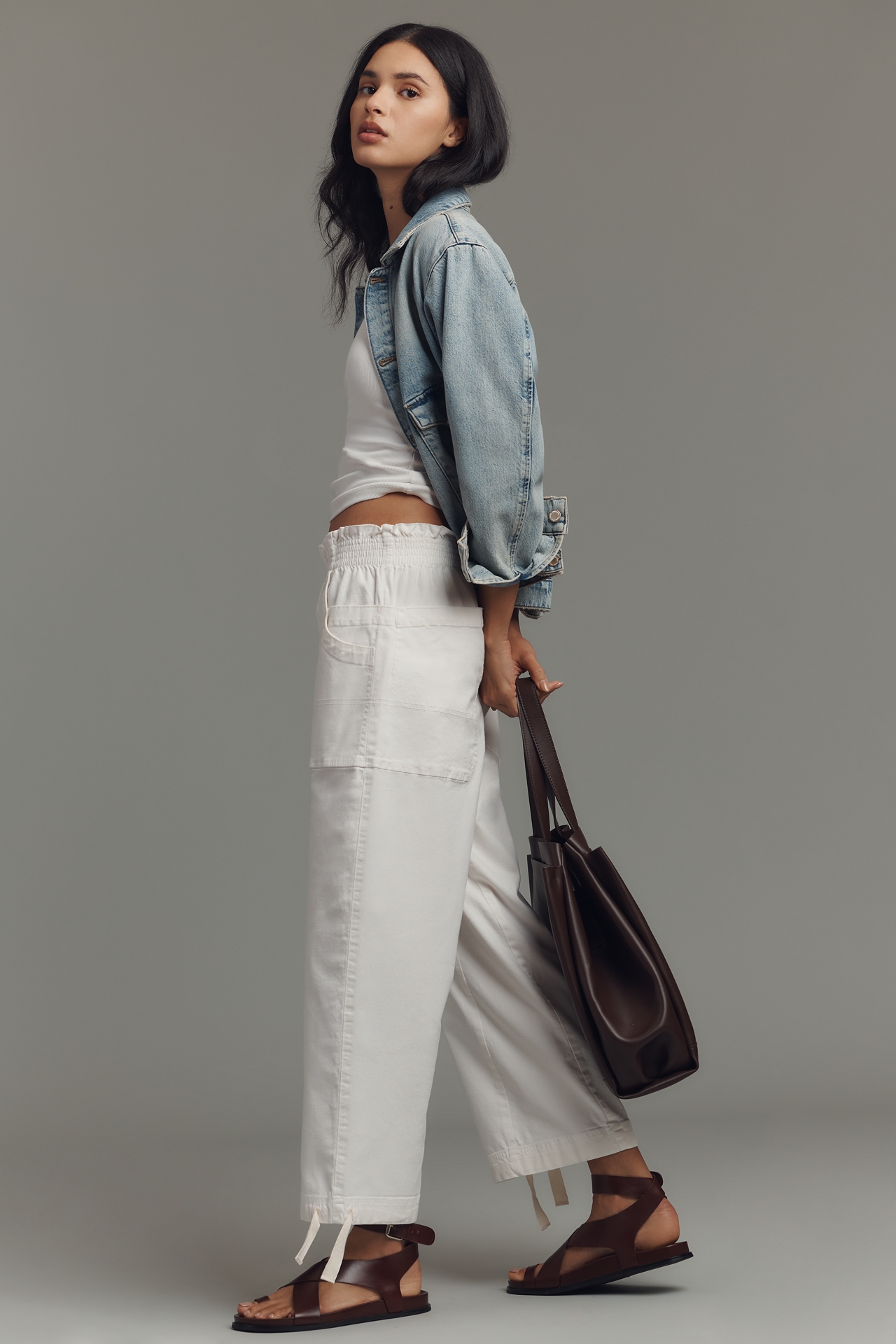 Pilcro Cropped Wide-Leg Workwear Pants