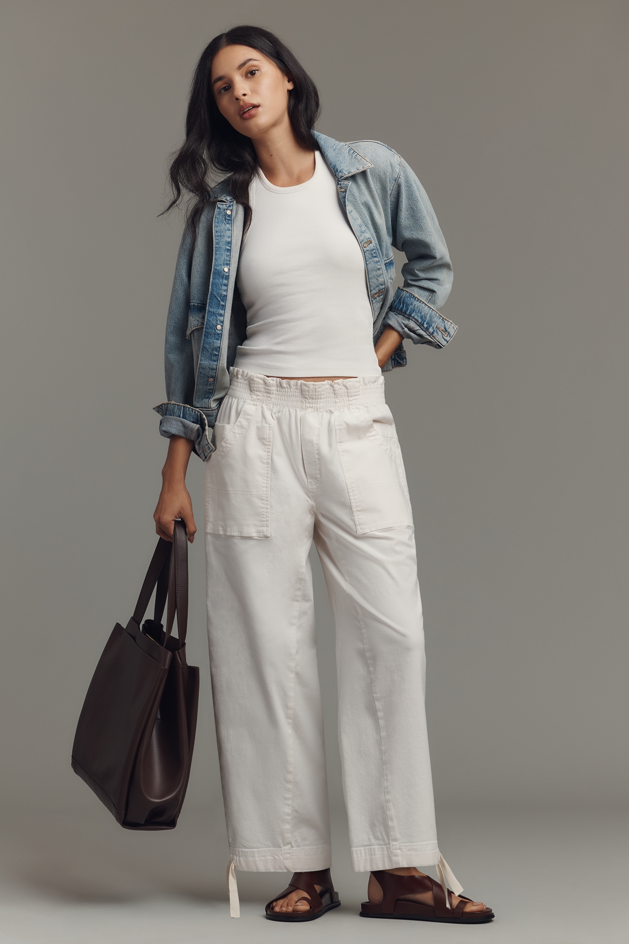 Pilcro Cropped Wide-Leg Workwear Pants