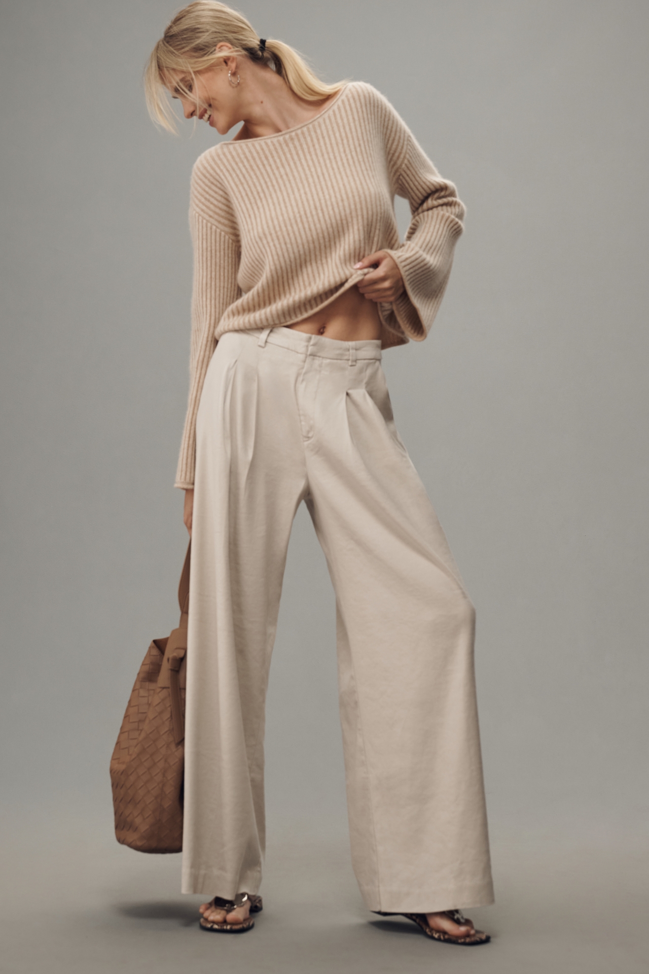 Maeve Linen Wide-Leg Trouser Pants