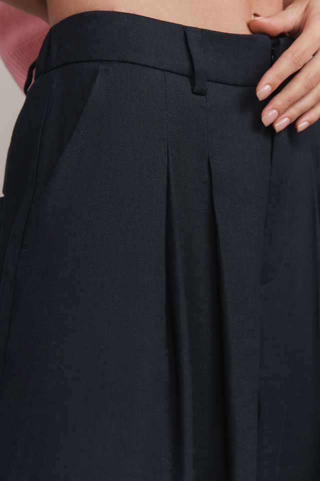The Avery Linen Pleated Wide-Leg Trousers by Maeve #4