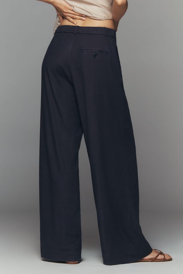 Avery European Linen Stretch Pleated Wide Leg Trousers #3
