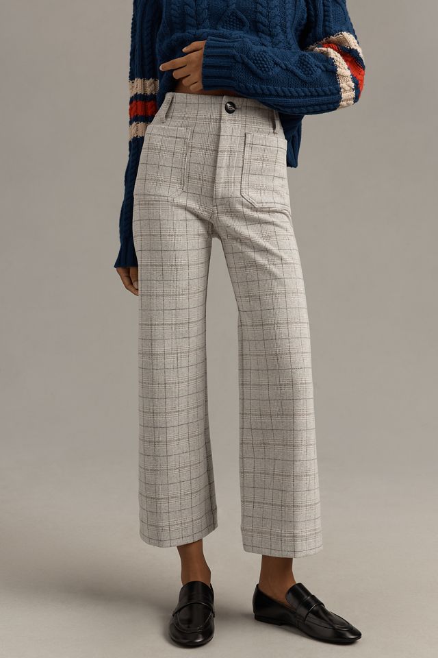 The Colette Cropped Wide-Leg Trousers by Maeve: Knit Plaid Edition #1