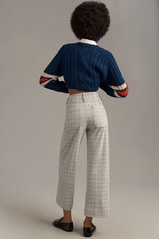 The Colette Cropped Wide-Leg Trousers by Maeve: Knit Plaid Edition #3