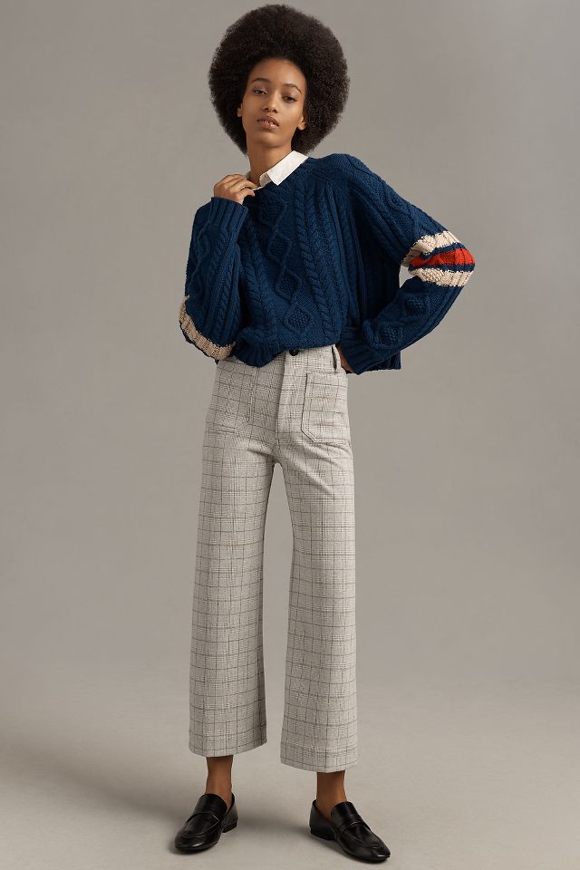 Plaid wide leg cropped pants hotsell