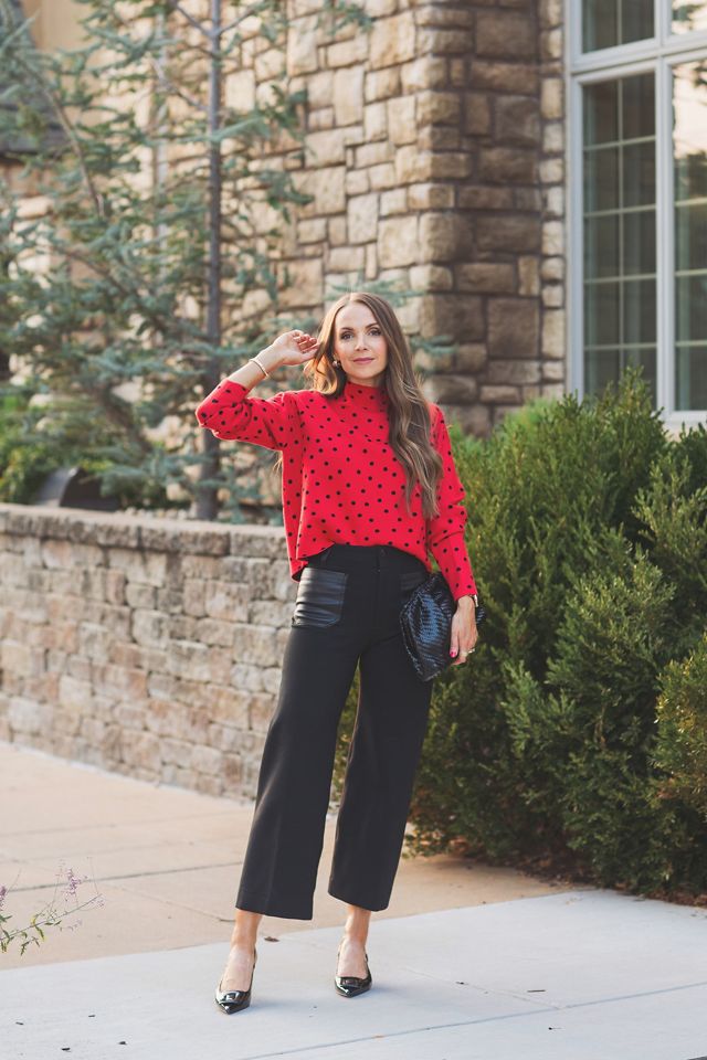The Colette Cropped Wide-Leg Pants by Maeve: Merrick White Faux-Leather Pocket Edition #1