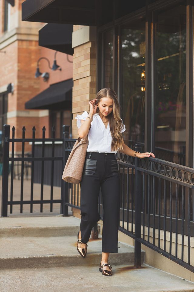 The Colette Cropped Wide-Leg Pants by Maeve: Merrick White Faux-Leather Pocket Edition #7