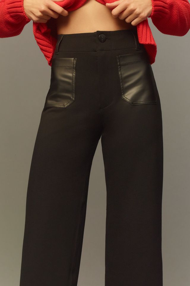 The Colette Cropped Wide-Leg Pants by Maeve: Merrick White Faux-Leather Pocket Edition #3