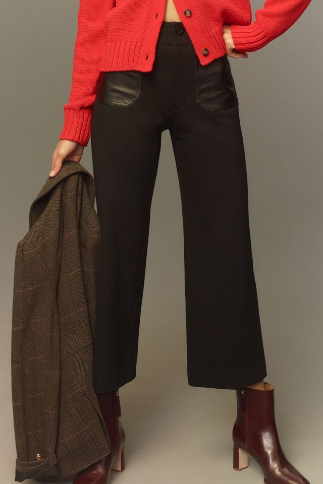 The Colette Cropped Wide-Leg Pants by Maeve: Merrick White Faux-Leather Pocket Edition #5