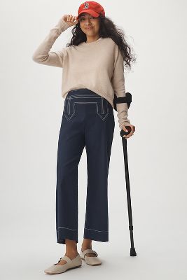 Maeve The Colette Cropped High-rise Wide-leg Pants By : Sailor Edition In Blue