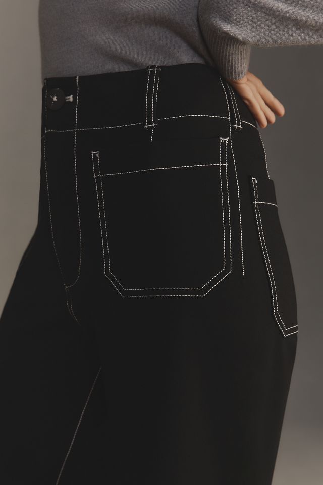 The Colette Ponte Contrast-Stitch Crop Wide-Leg Pants by Maeve #4