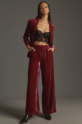 By Anthropologie Wide-leg Velvet Pants In Purple