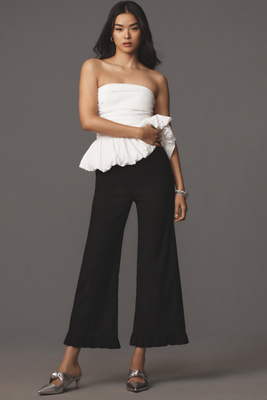 Maeve The Colette Ruffled Cropped Wide-leg Pants By : Magic Fabric Edition In Black