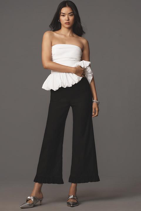 The Colette Magic Fabric Ruffled Crop Wide-Leg Pants by Maeve
