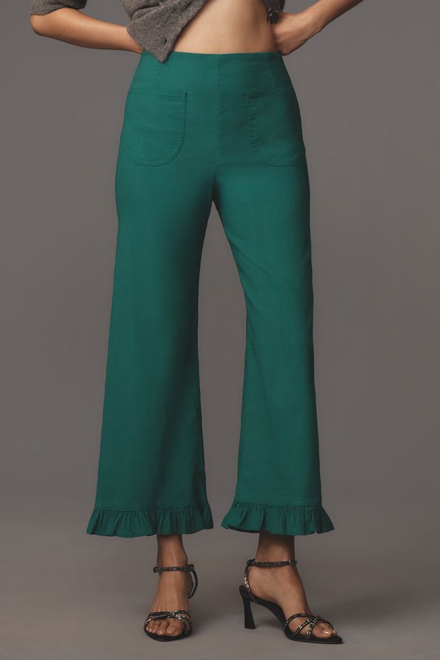 The Colette Magic Fabric Ruffle-Hem Crop Wide-Leg Pants by Maeve #1