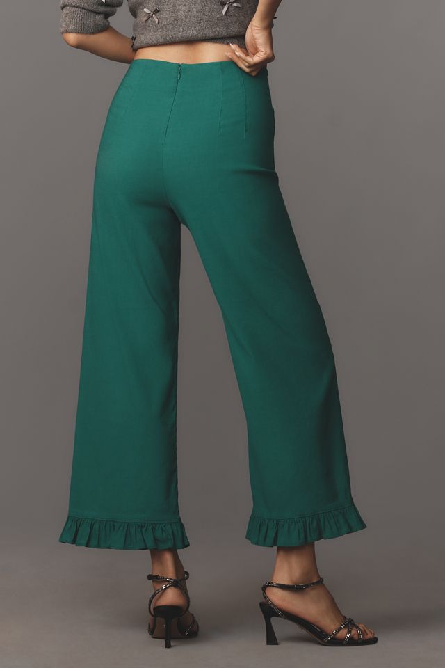 The Colette Magic Fabric Ruffle-Hem Crop Wide-Leg Pants by Maeve #3