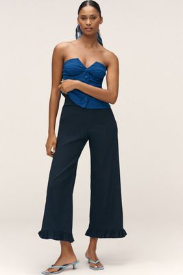 The Colette Magic Fabric Ruffle-Hem Crop Wide-Leg Pants by Maeve