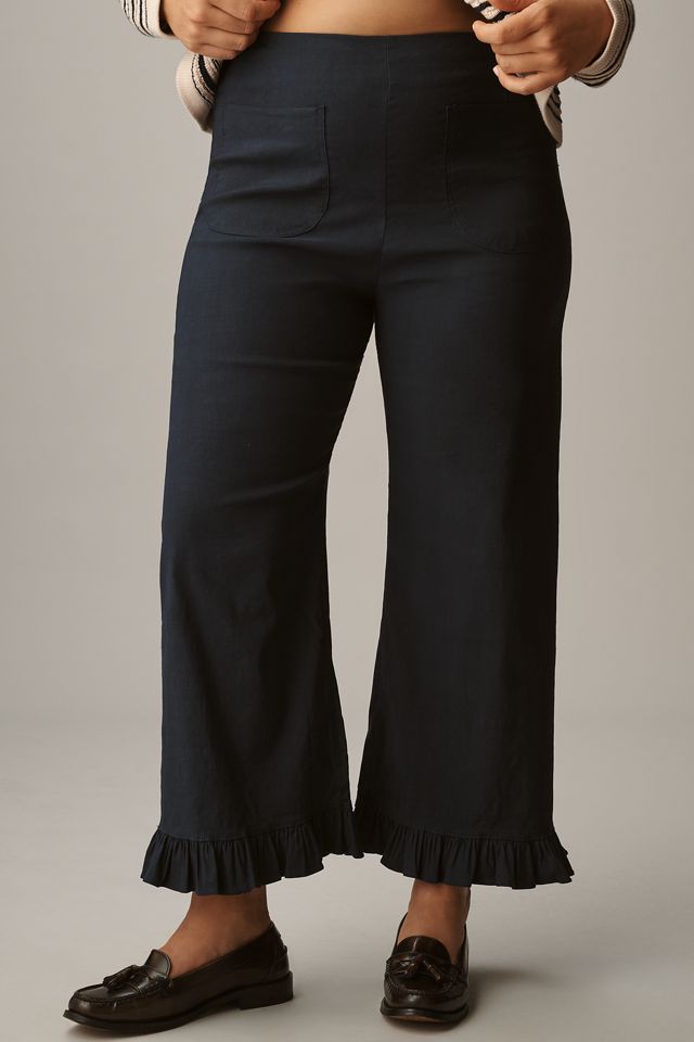 The Colette Magic Fabric Ruffle-Hem Crop Wide-Leg Pants by Maeve #5
