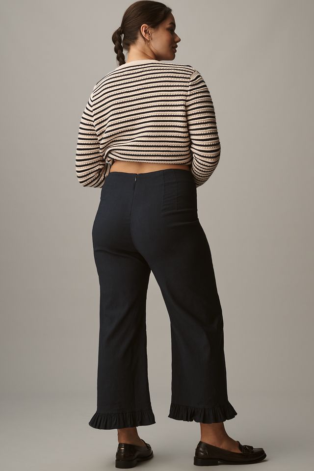 The Colette Magic Fabric Ruffle-Hem Crop Wide-Leg Pants by Maeve #6